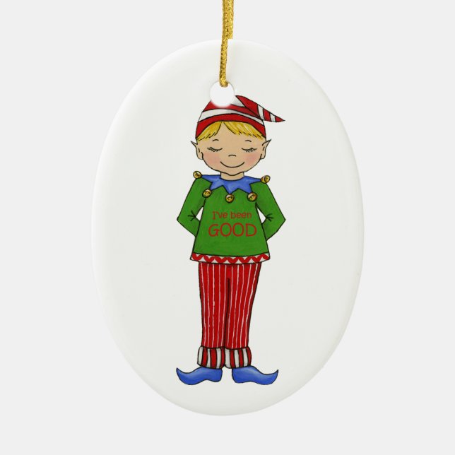 Jingle Elves "Goody" Julgransprydnad Keramik (Framsidan)