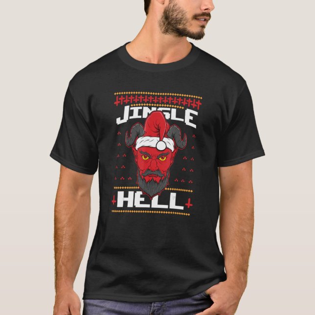 Jingle Fan Djävulen Hail Satan Jultomten Sten Fläk T Shirt (Framsida)