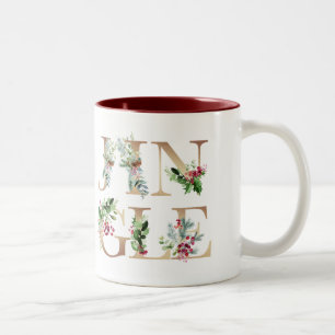 Jingle faux guld blommigts christmas vintertid hel Två-Tonad mugg