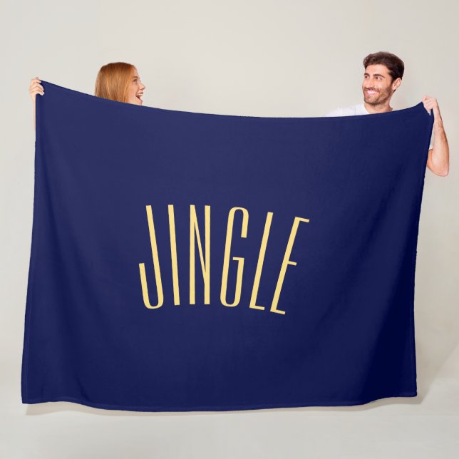 JINGLE Festive Modern Text på Mörk Navy Blue Fleecefilt (På plats)