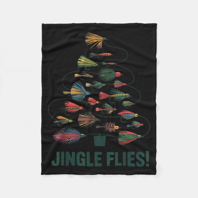 Jingle Flies Funny Fly Fishing Lure Christmas Paja Fleecefilt (Framsidan)