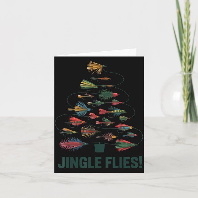 Jingle Flies Funny Fly Fishing Lure Christmas Paja Kort (Framsida)