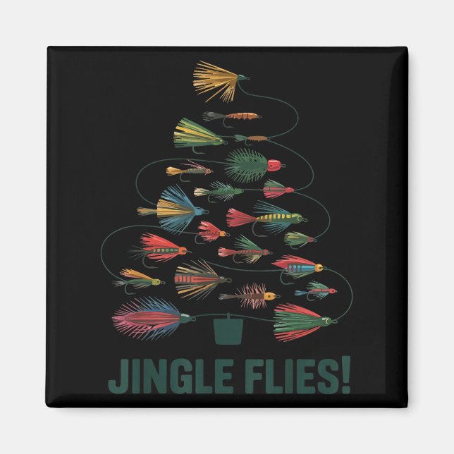 Jingle Flies Funny Fly Fishing Lure Christmas Paja Magnet (Framsidan)