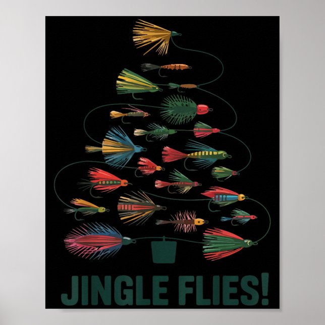 Jingle Flies Funny Fly Fishing Lure Christmas Paja Poster (Framsidan)
