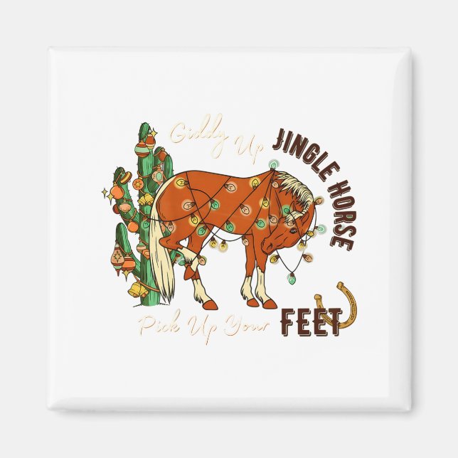 Jingle Funny Horse Ck Up Your Feet Cactus Western, Magnet (Framsidan)