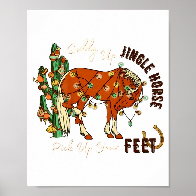 Jingle Funny Horse Ck Up Your Feet Cactus Western, Poster (Framsidan)