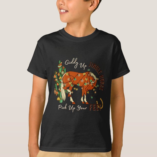 Jingle Funny Horse Ck Up Your Feet Cactus Western, T Shirt (Framsida)