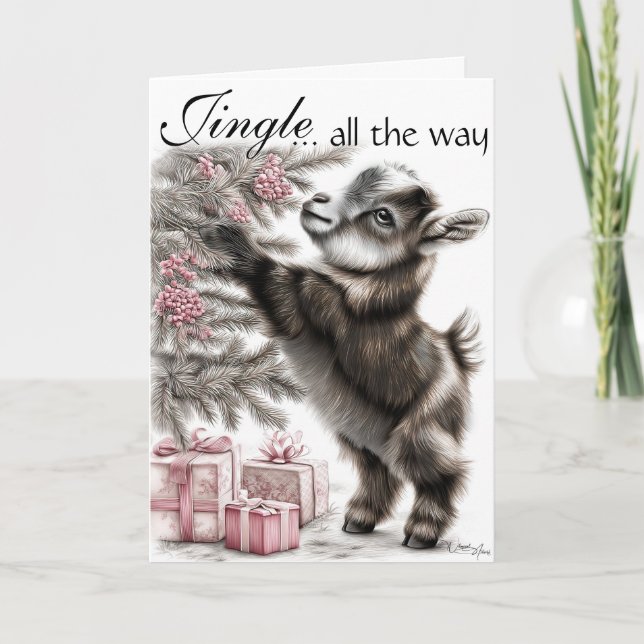 Jingle hela vägen - Baby Goat-julen Helgkort (Framsida)