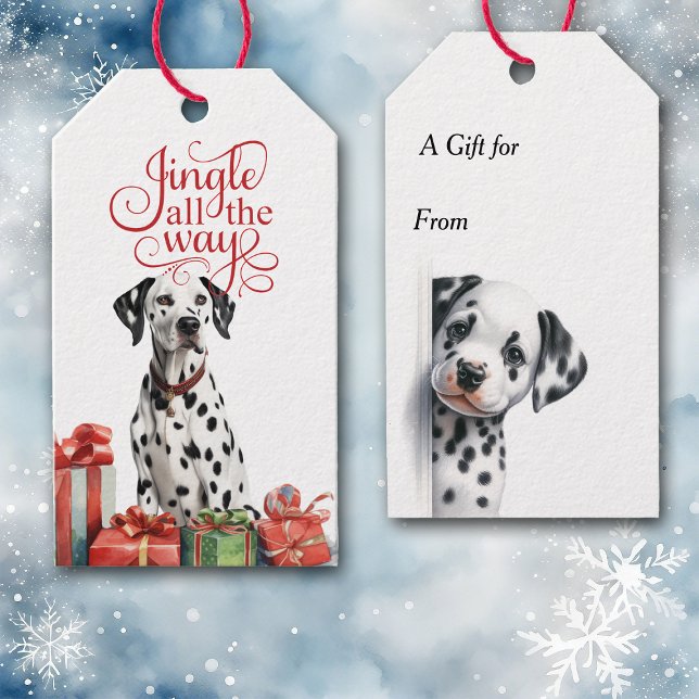 Jingle hela vägen Dalmatien Hund jul Presentetikett (Skapare uppladdad)