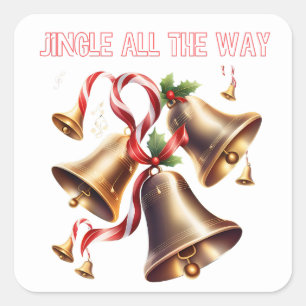 Jingle hela vägen fyrkantigt klistermärke