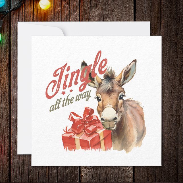 Jingle hela vägen Jul Farm Donkey Julkort (Skapare uppladdad)