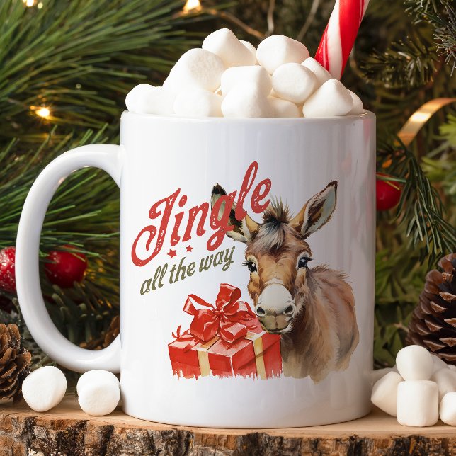 Jingle hela vägen Jul Farm Donkey Kaffemugg (Skapare uppladdad)