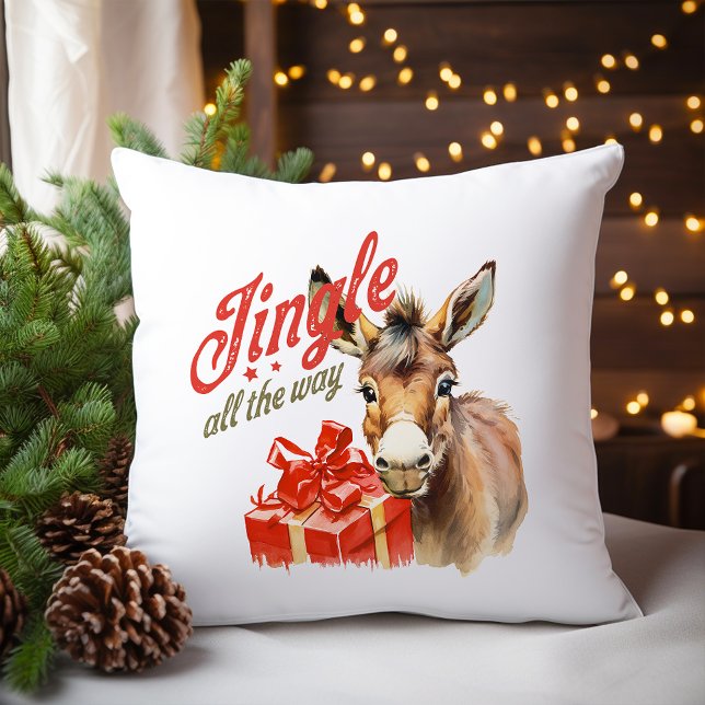 Jingle hela vägen Jul Farm Donkey Kudde (Skapare uppladdad)