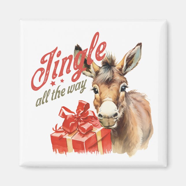 Jingle hela vägen Jul Farm Donkey Magnet (Framsidan)