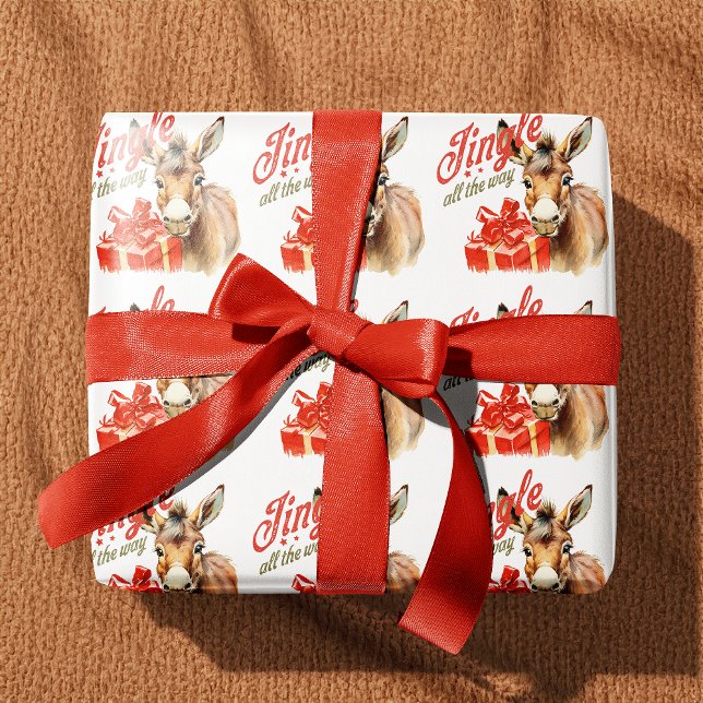 Jingle hela vägen Jul Farm Donkey Presentpapper (Skapare uppladdad)
