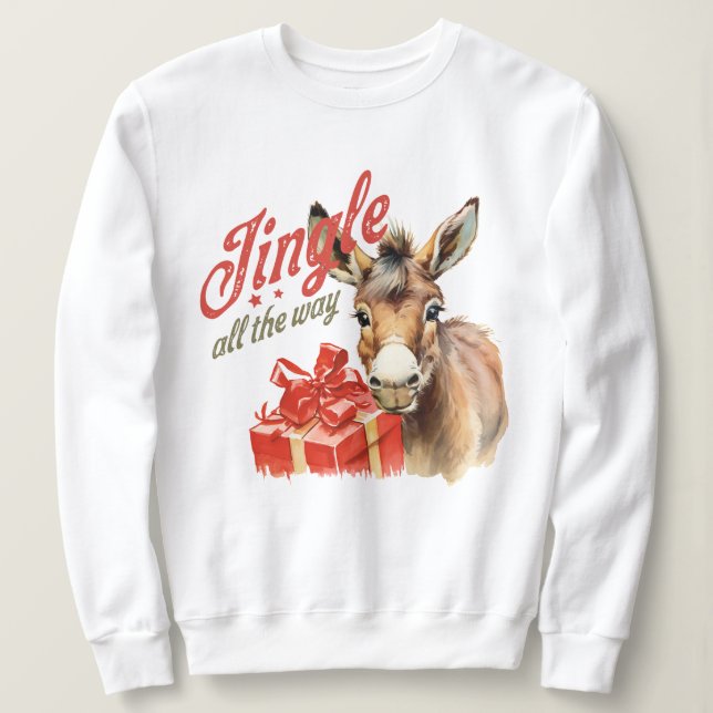 Jingle hela vägen Jul Farm Donkey T Shirt (Design framsida)