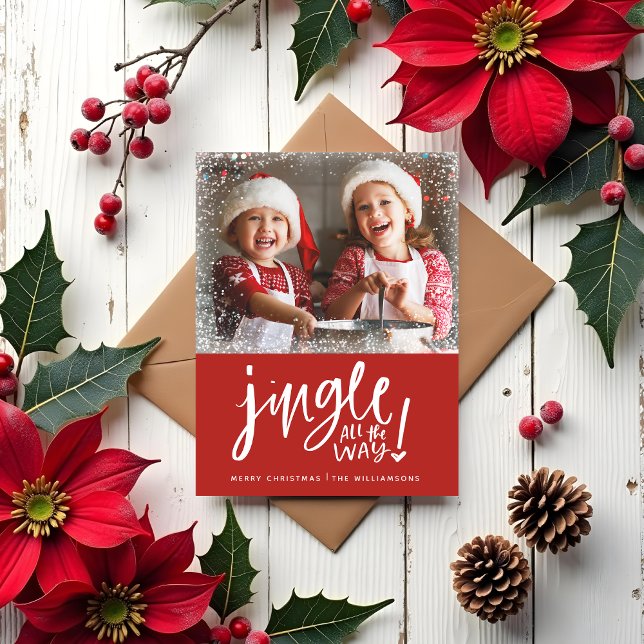 Jingle hela vägen | Modern fotojulkort Vykort (Jingle All the Way Photo Christmas Card )