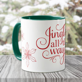 Jingle hela vägen Red Snowflake-jul Mugg