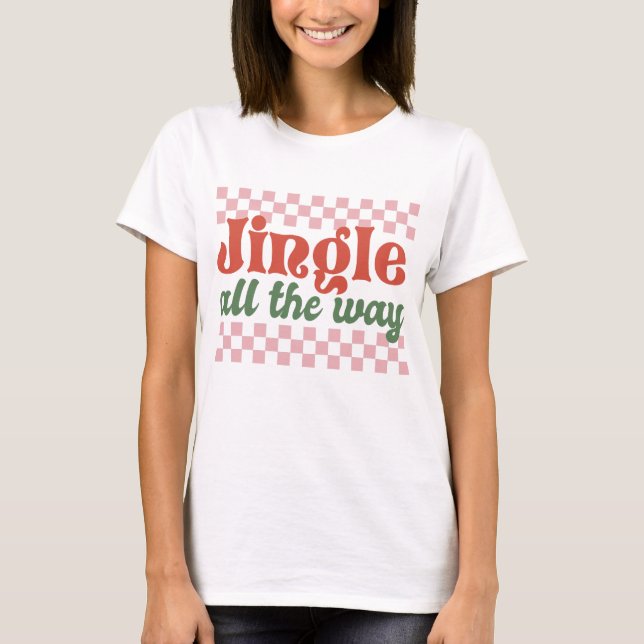 Jingle hela vägen Retro Groovy jul T Shirt (Framsida)