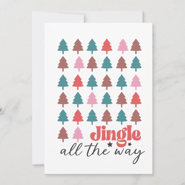 Jingle hela vägen träd mönster Ornament Julkort (Framsida)