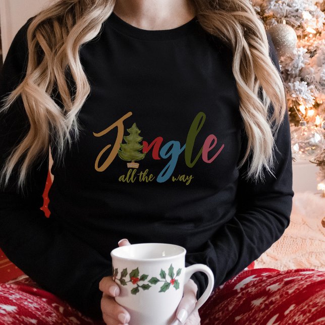 Jingle hela Way-Helgdag Typografi T Shirt (Skapare uppladdad)