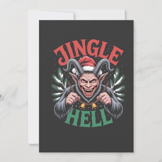 Jingle Heljul Krampus Evil Julafton Julkort (Framsida)
