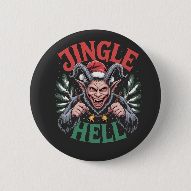 Jingle Heljul Krampus Evil Julafton Knapp (Framsida)