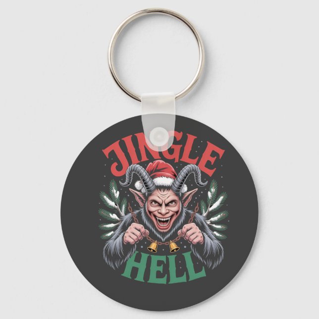 Jingle Hell Jul Krampus Ond Xmas Nyckelring (Framsida)