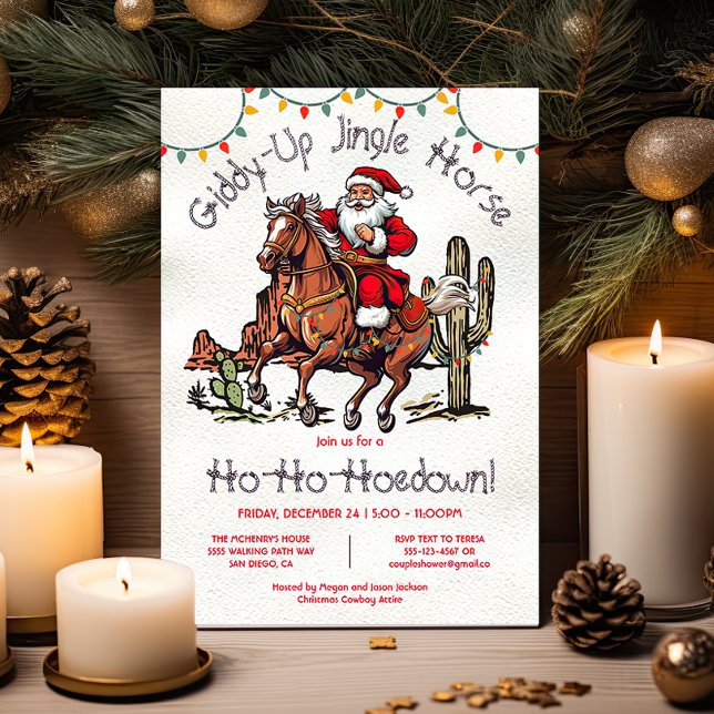 Jingle Horse Santa Helgdag jul Hoedown Party Inbjudningar (Skapare uppladdad)
