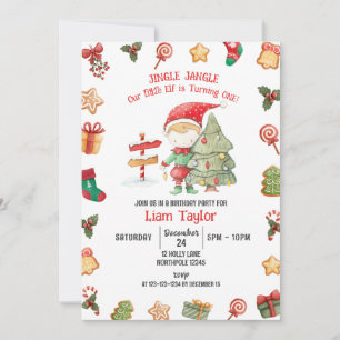 Jingle Jangle Little Elf, jul 1:a födelsedagen Inbjudningar