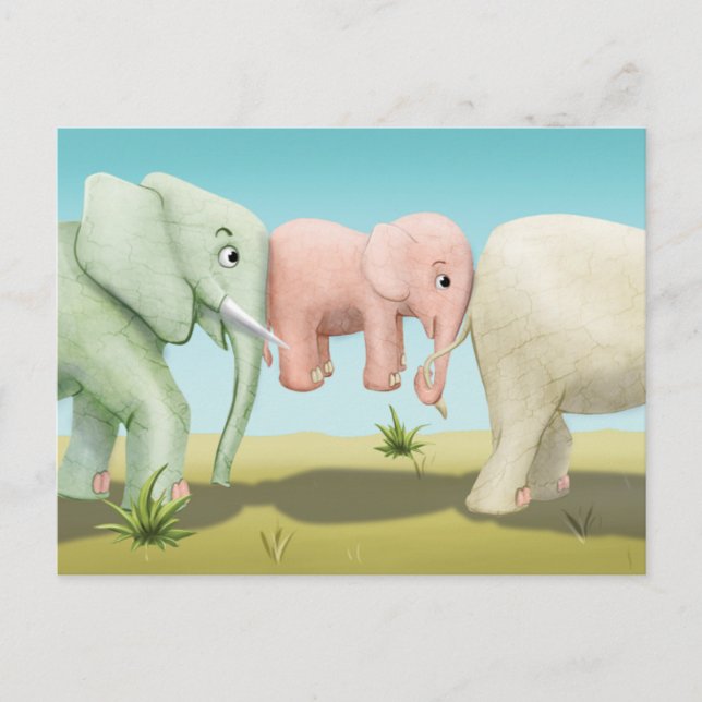 Jingle Jingle Little Gnome Elephants Postcard Vykort (Framsida)