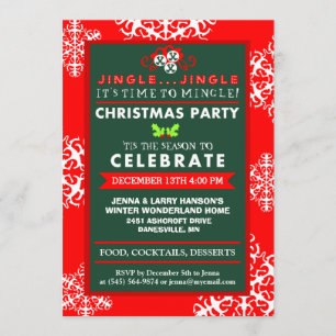 Jingle Jingle Time to Mingle Red Grönt jul Inbjudningar