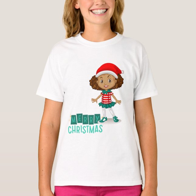 Jingle Joy: Girls jul T-Shirt Ensemble (Framsida)