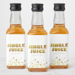 Jingle Juice   Roligt Jul White & Guld Mini Spritflaskor Etikett
