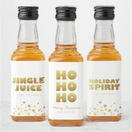 Jingle Juice | Roligt Jul White & Guld Mini Spritflaskor Etikett