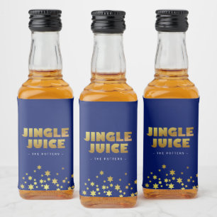 Jingle Juice   Roligt Julblått och Guld Spritflaskor Etikett
