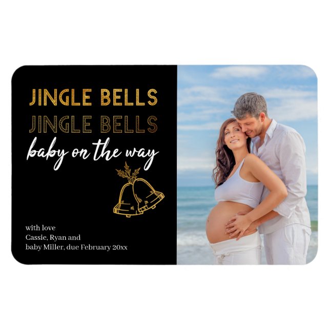 Jingle Klockor Baby om julfoto Magnet (Horisontell)