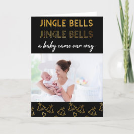 Jingle Klockor Black Guld Photo Nyfödd bebis Helgkort