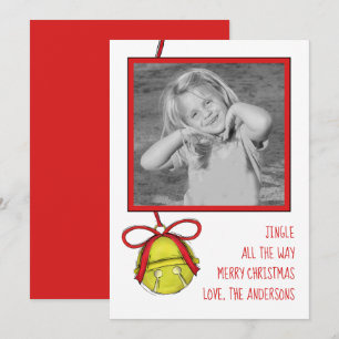 Jingle Klockor Cute Roligt Whimsical 1 Photo Simpl Julkort