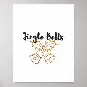 Jingle Klockor Guld Glitter Poster