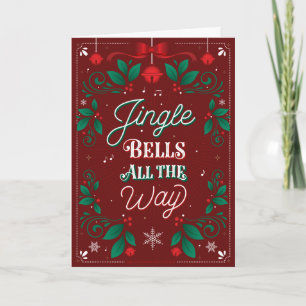 Jingle Klockor hela vägen julhälsningskort Helgkort