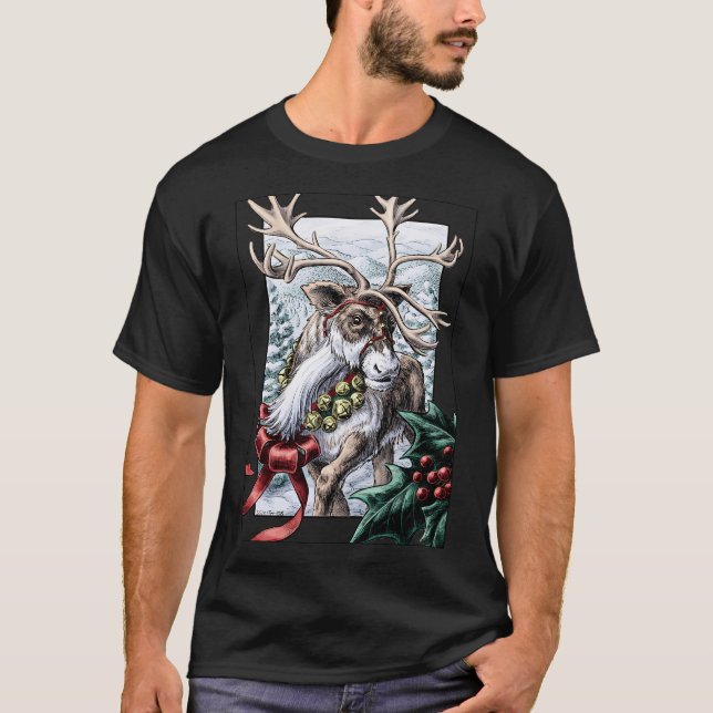 Jingle Klockor Helgdag Reindeer T Shirt (Framsida)