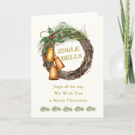 Jingle Klockor Holly Gräs jul-Helgdag kort