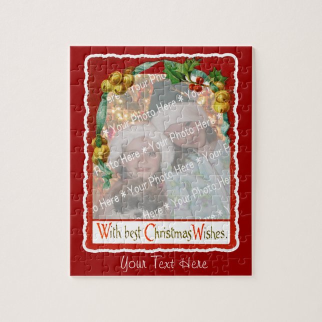 Jingle Klockor jul Önskemål Add-A-Photo Ram Pussel (Vertikal)