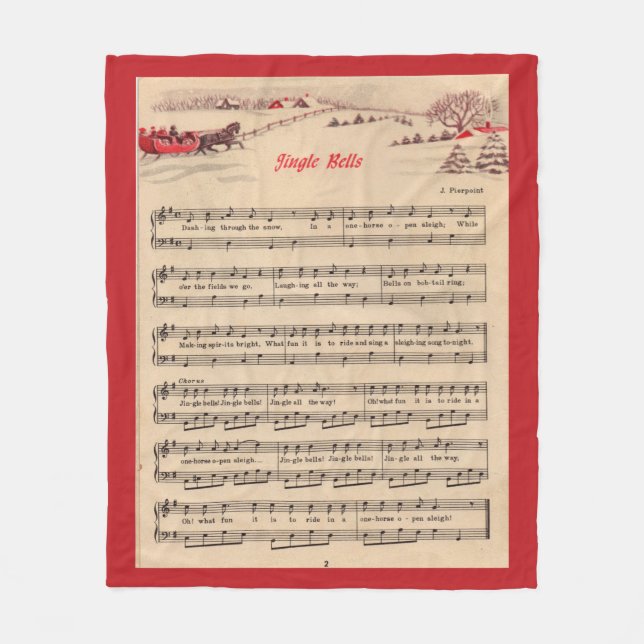 Jingle Klockor jul Vintage Lakan Music Fleecefilt (Framsidan)