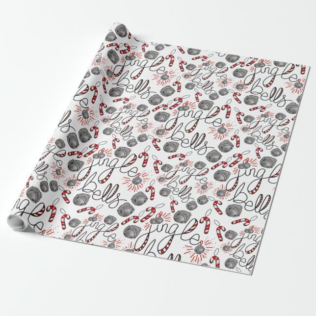 Jingle Klockor Jul Wrapping Papper Presentpapper (Utrullad)