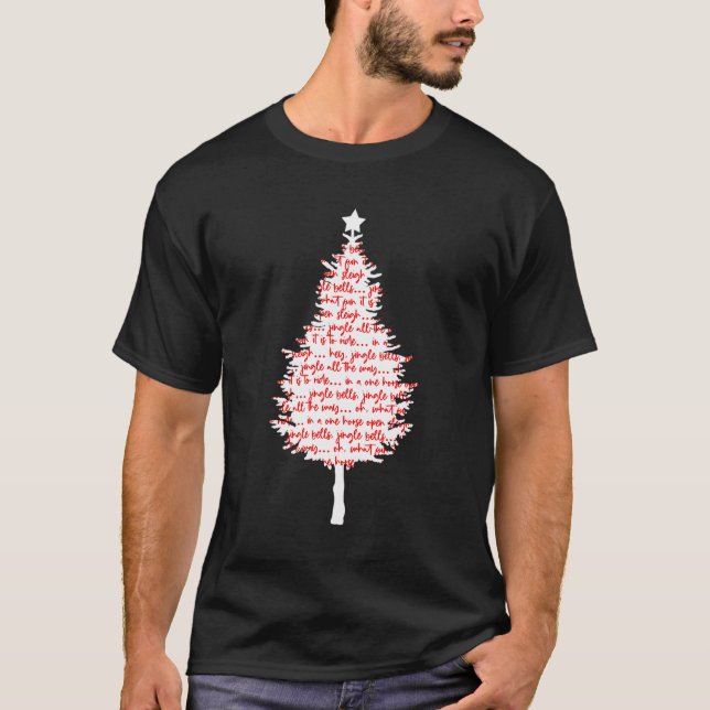 Jingle Klockor Julgran Red and White T Shirt (Framsida)