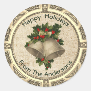 Jingle Klockor julklapp - klassiskt rund Runt Klistermärke