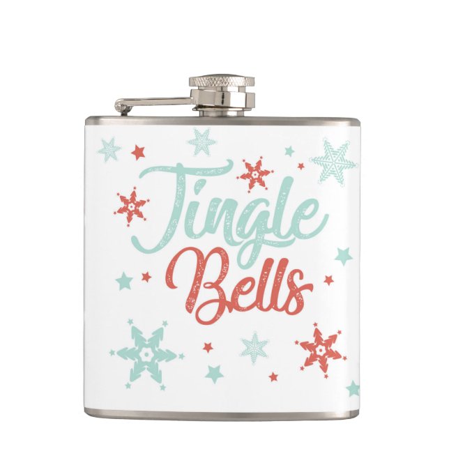 Jingle Klockor Pastel Red Grönt Cute Drinking Gift Fickplunta (Framsidan)