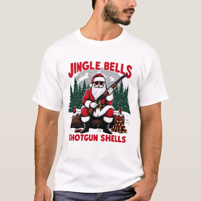 Jingle Klockor Pistol Snäcka jul  jultomten T Shirt (Framsida)